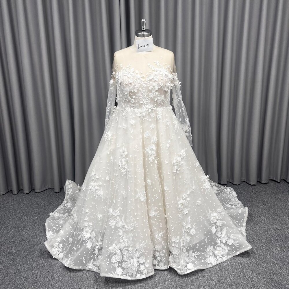 Long Sleeve Plus Size Wedding Ball Gown #C2024-JDrake -